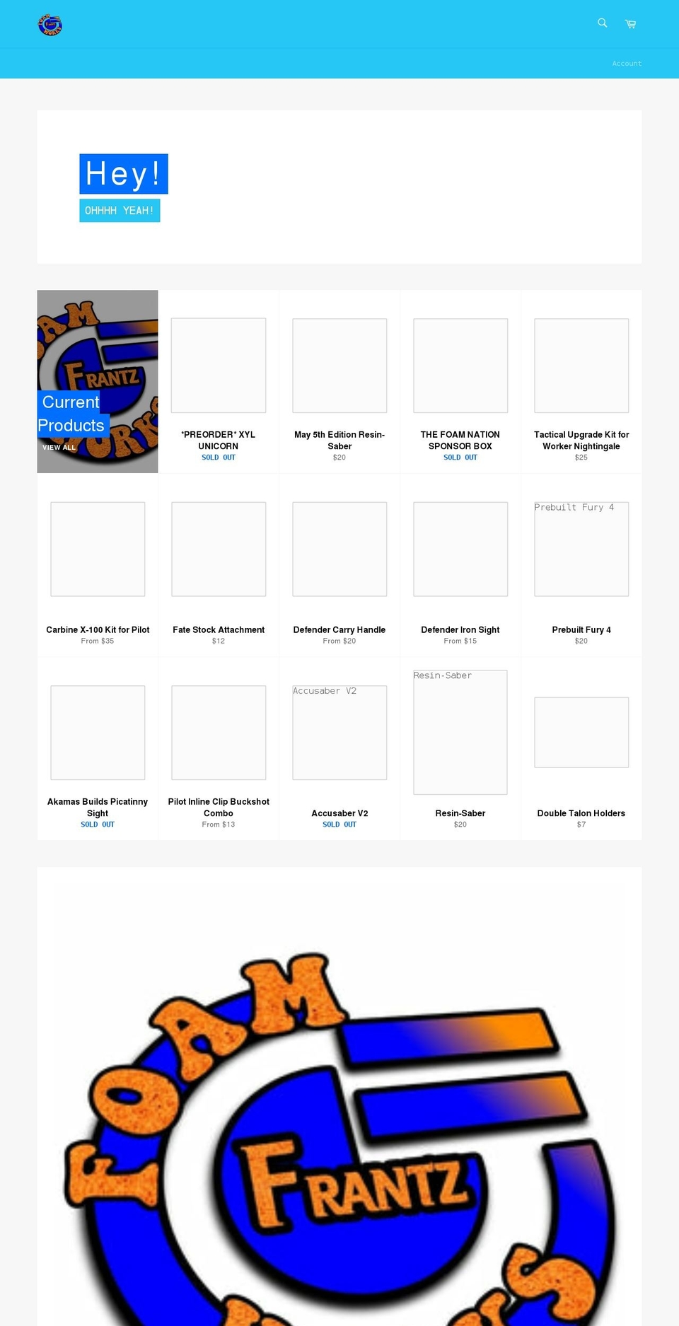 frantzfoamworks.com shopify website screenshot