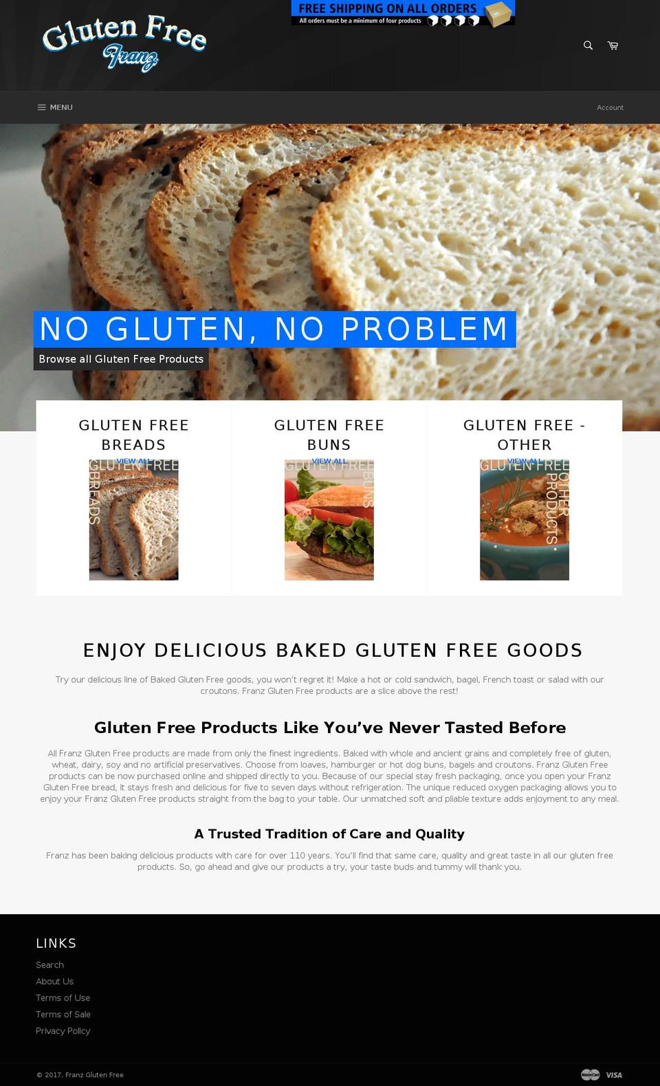 franzglutenfree.com shopify website screenshot