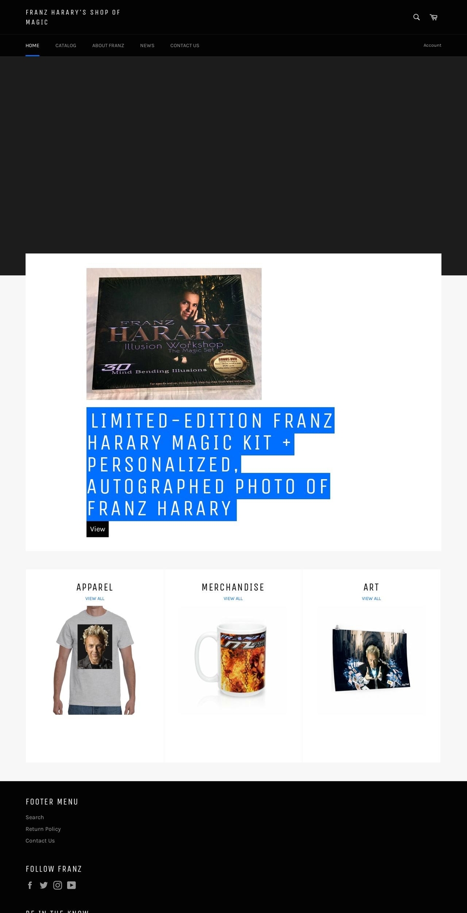 franzharary.store shopify website screenshot