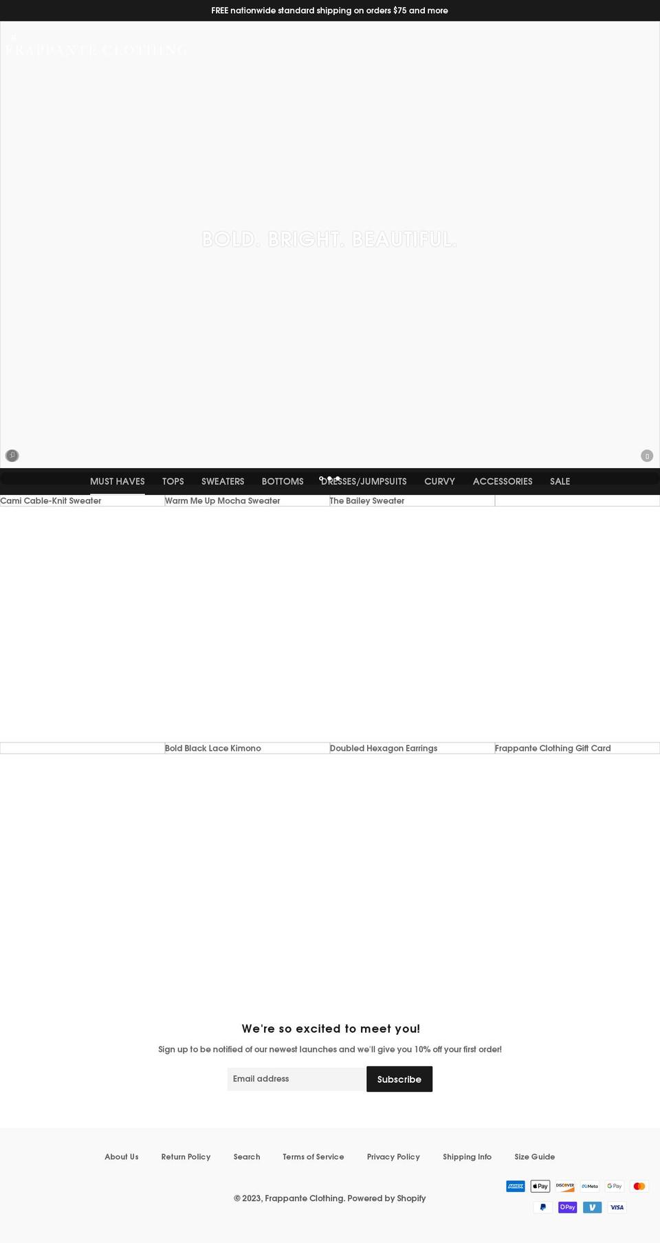 frappanteclothing.com shopify website screenshot