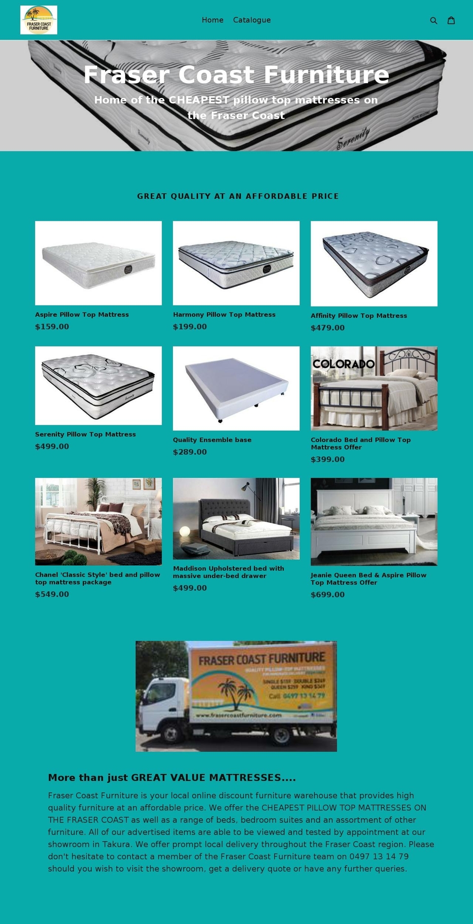 frasercoastfurniture.com — Shopify storefront screenshot
