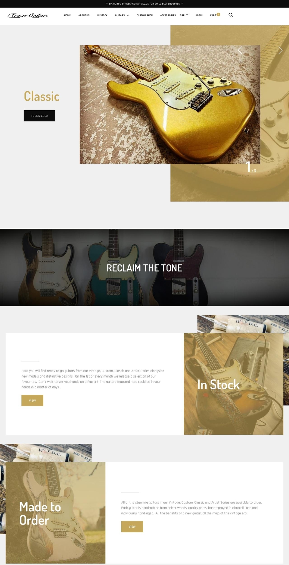 fraserguitars.co.uk shopify website screenshot