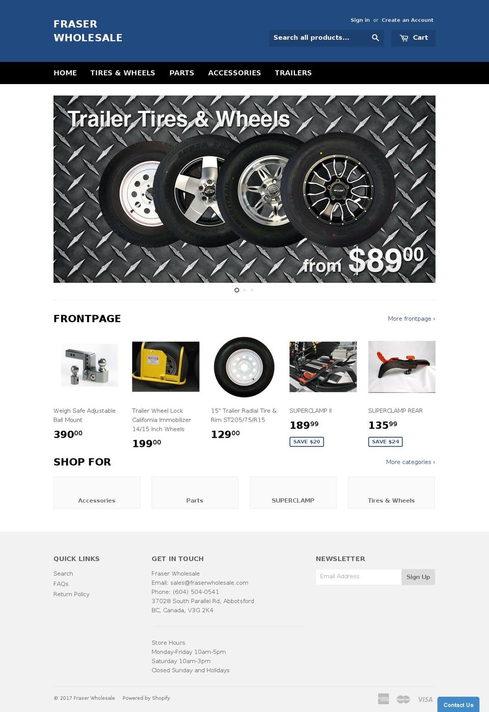 fraserwholesale.com shopify website screenshot