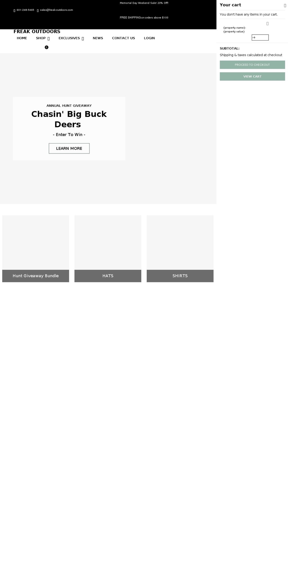 freak-outdoors.com shopify website screenshot