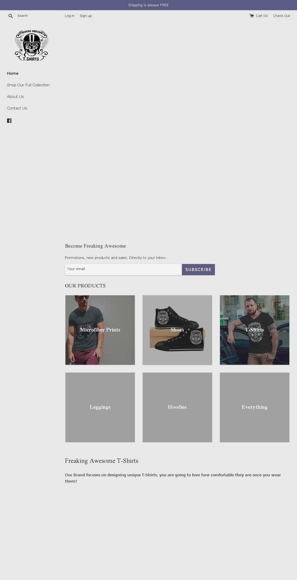 freakingawesometshirts.com — Shopify storefront screenshot