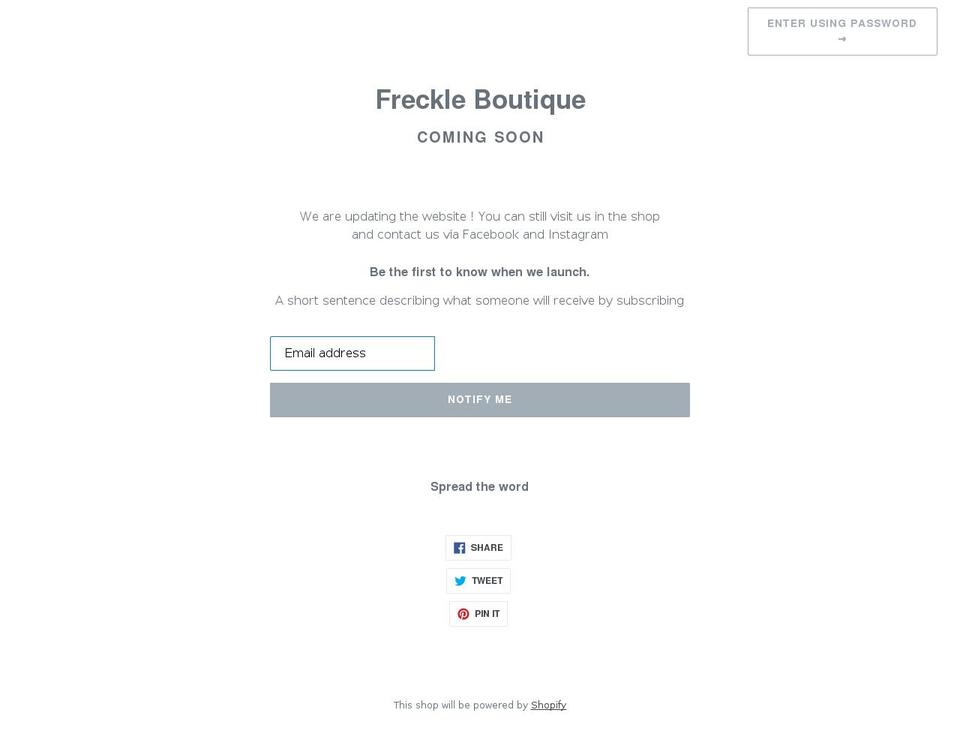 freckle.boutique shopify website screenshot