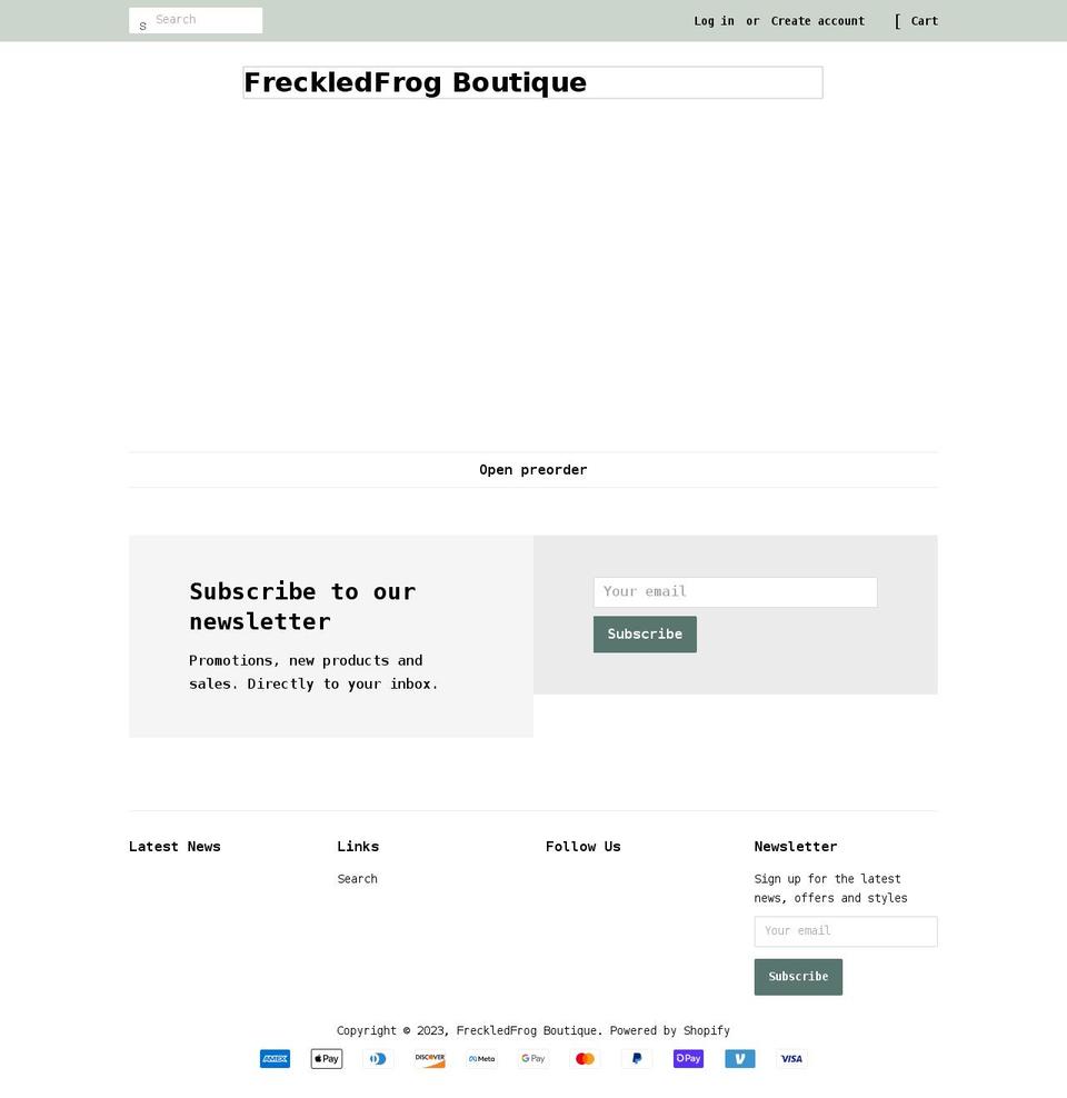 freckledfrog-boutique.com shopify website screenshot