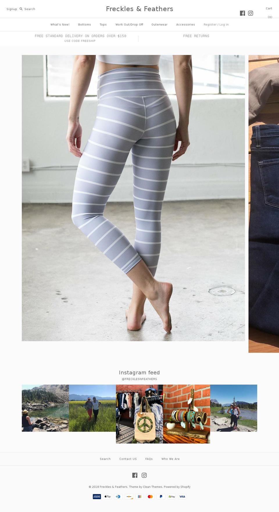 frecklesandfeathers.com — Shopify storefront screenshot
