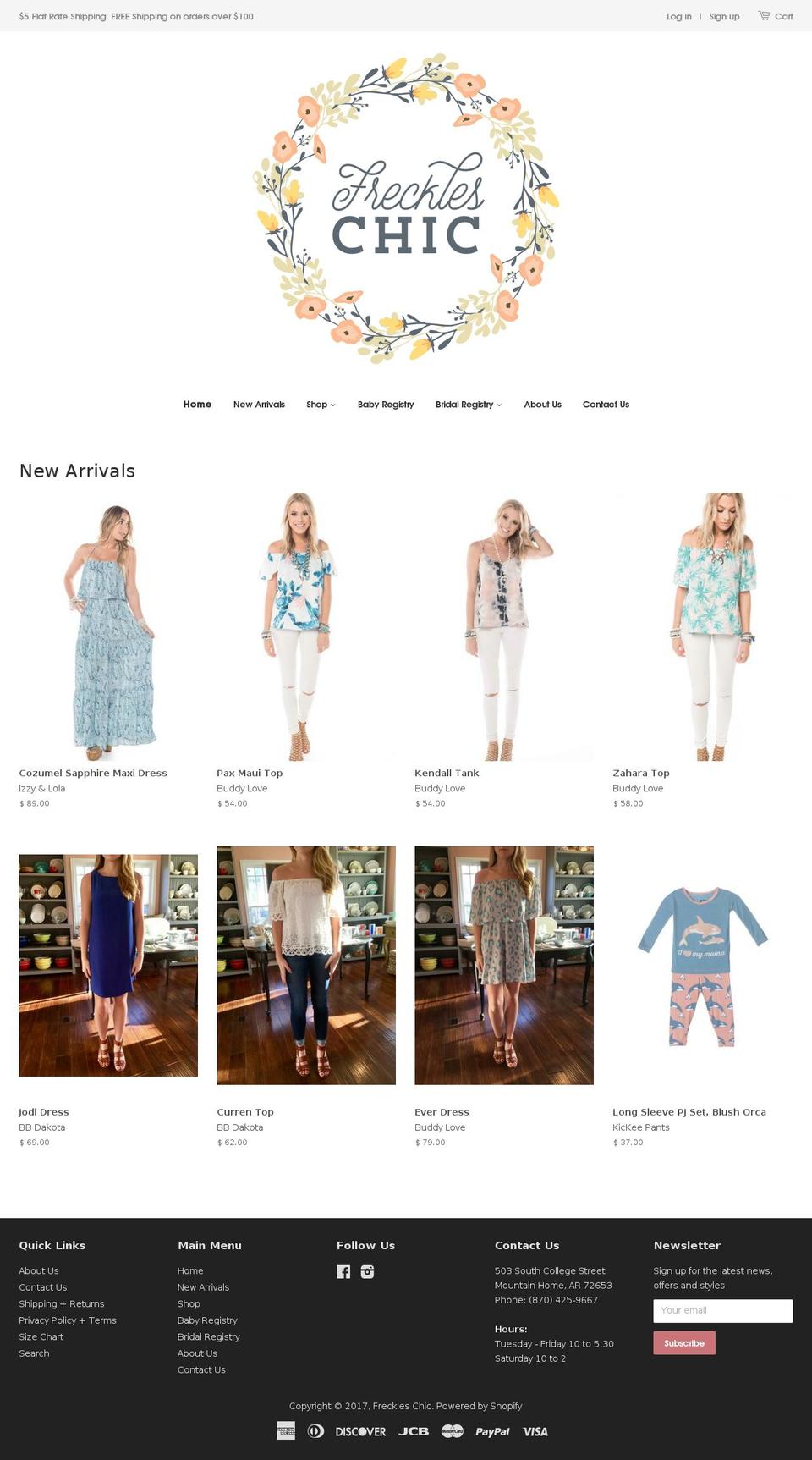 freckleschic.com shopify website screenshot