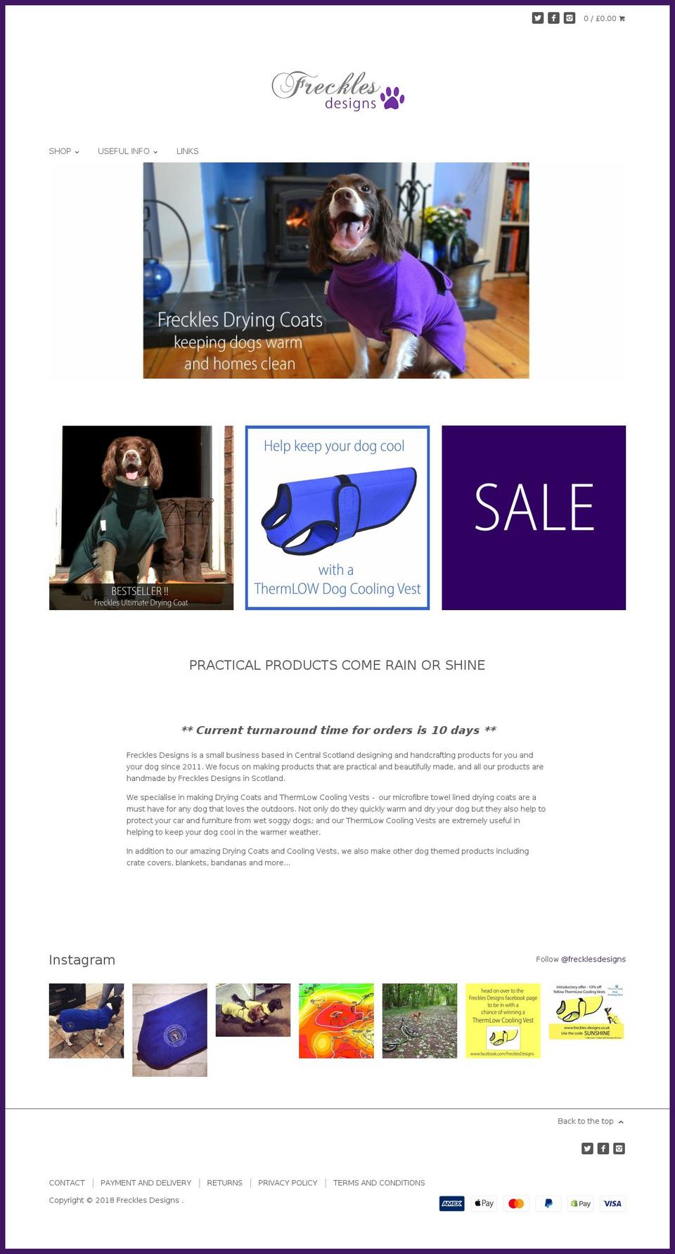 frecklesdesigns.com — Shopify storefront screenshot