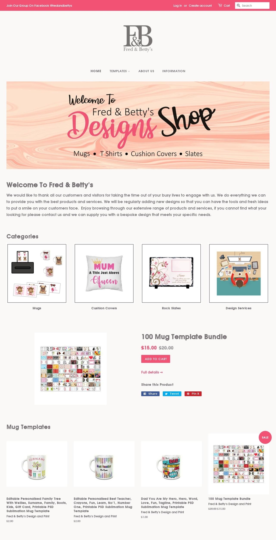 fredandbettys.com shopify website screenshot
