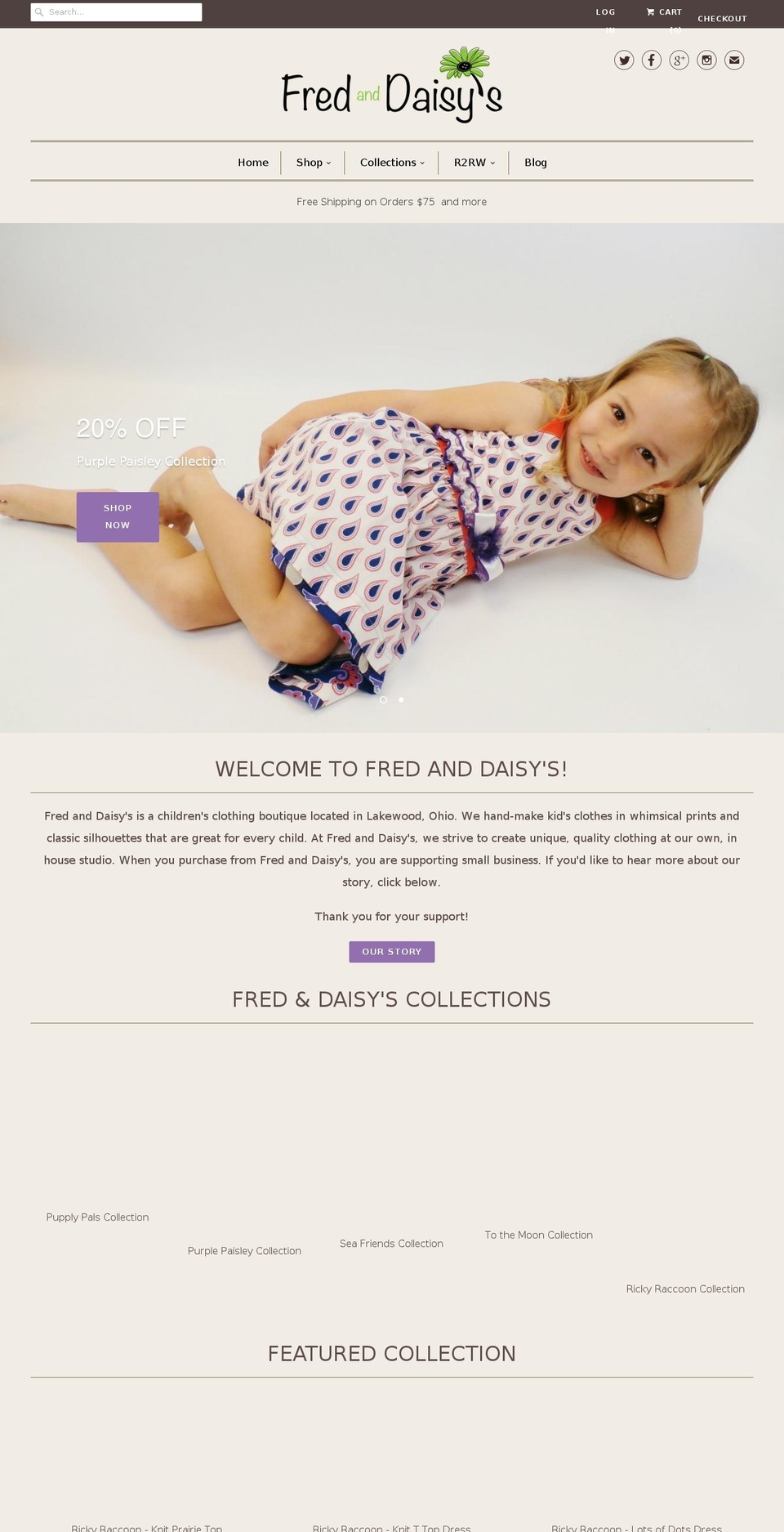 fredanddaisys.com shopify website screenshot
