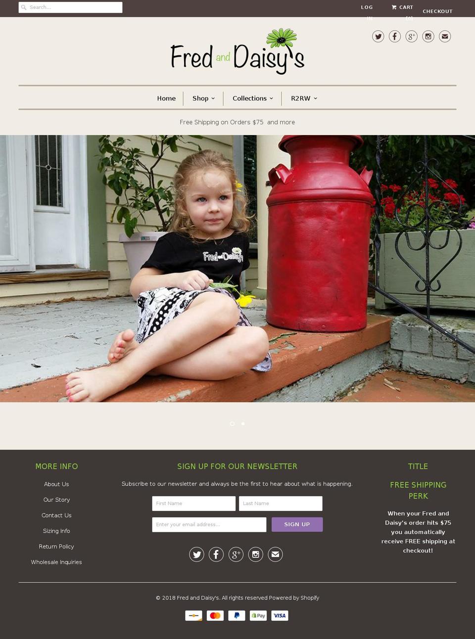 fredanddaisys.net shopify website screenshot