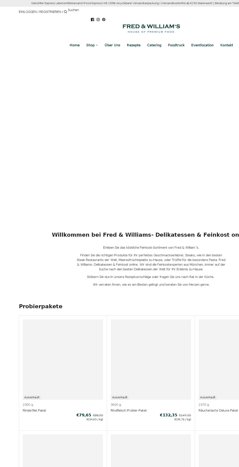 fredandwilliams.com shopify website screenshot