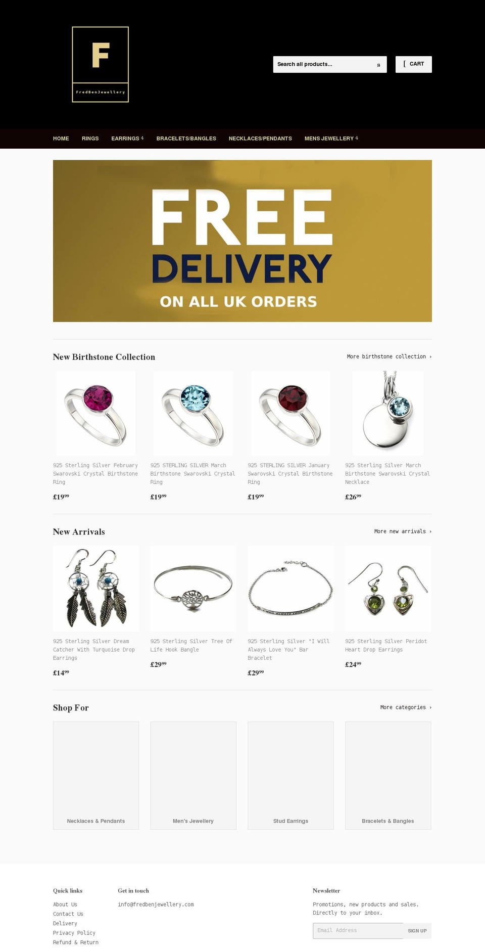 fredbenjewellery.com shopify website screenshot