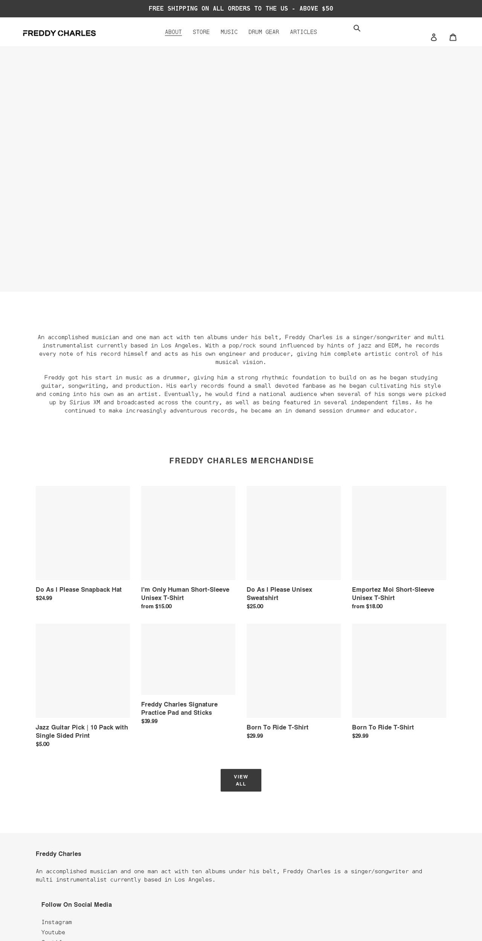 freddycharlesmusic.com shopify website screenshot