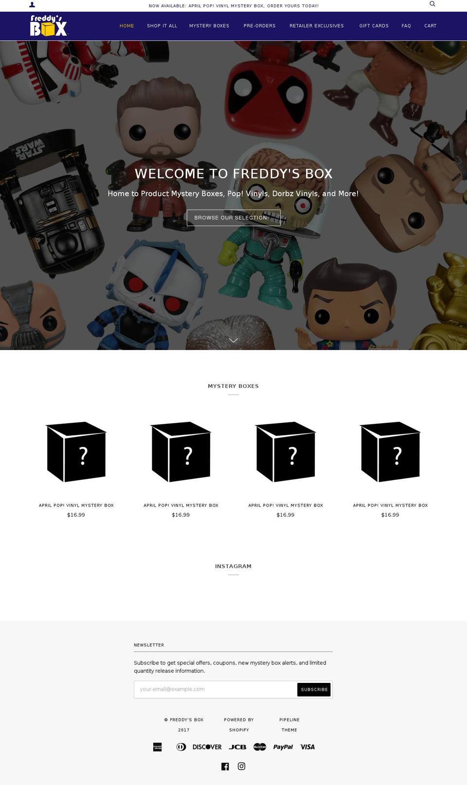 freddysbox.com shopify website screenshot