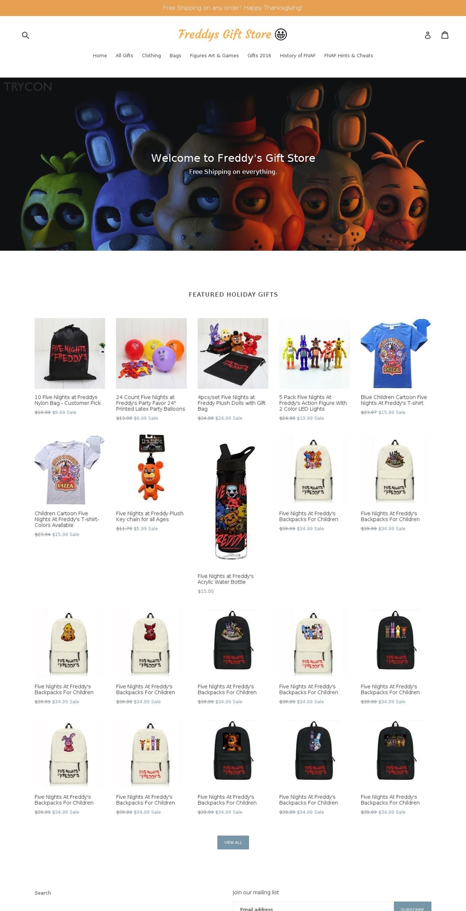 freddysgiftstore.com shopify website screenshot