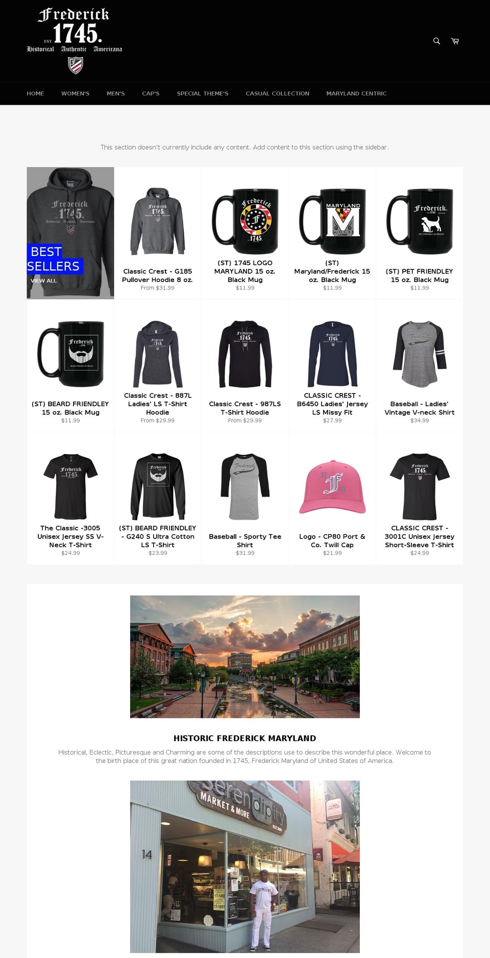 frederick1745.com — Shopify storefront screenshot