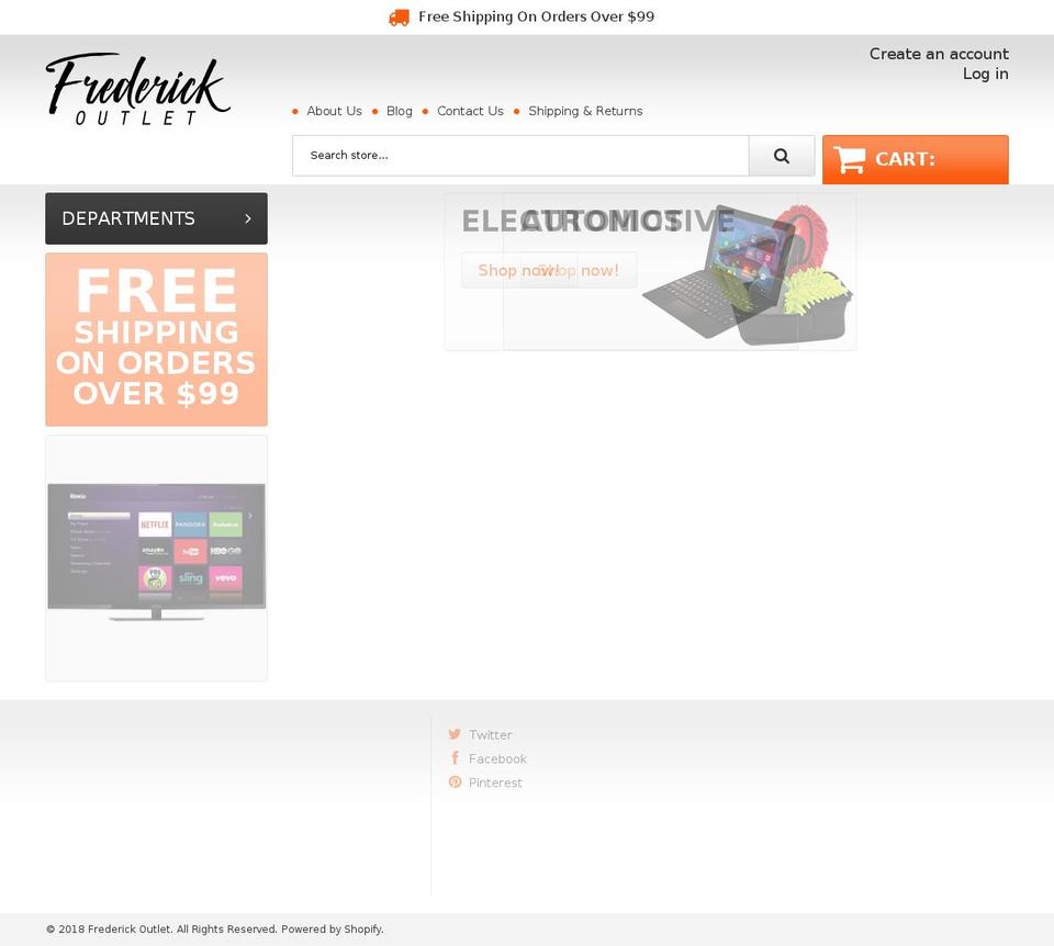 frederickoutlet.com — Shopify storefront screenshot