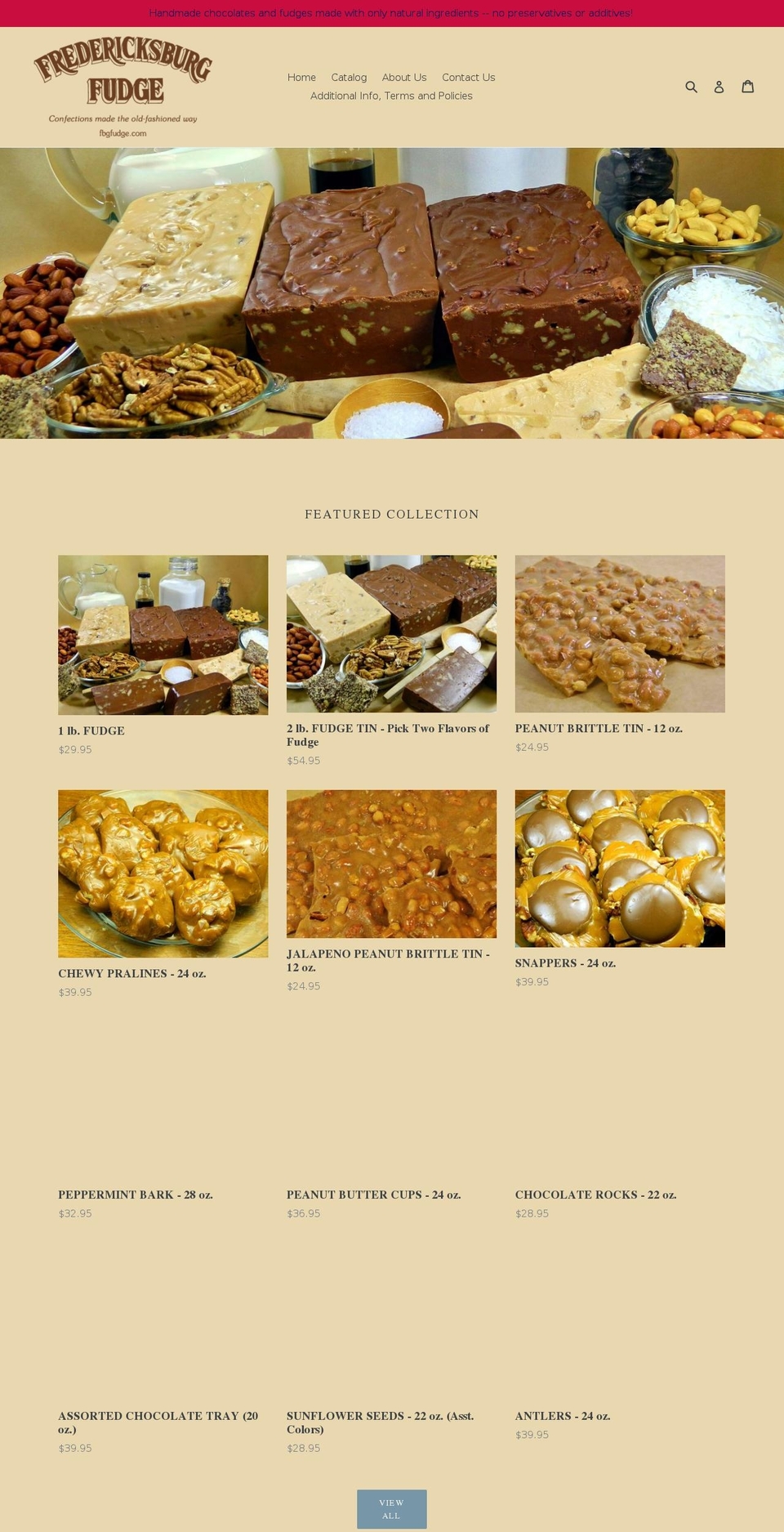 fredericksburgfudge.com — Shopify storefront screenshot