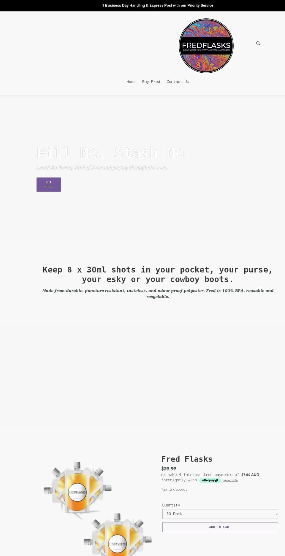 fredflasks.com.au shopify website screenshot