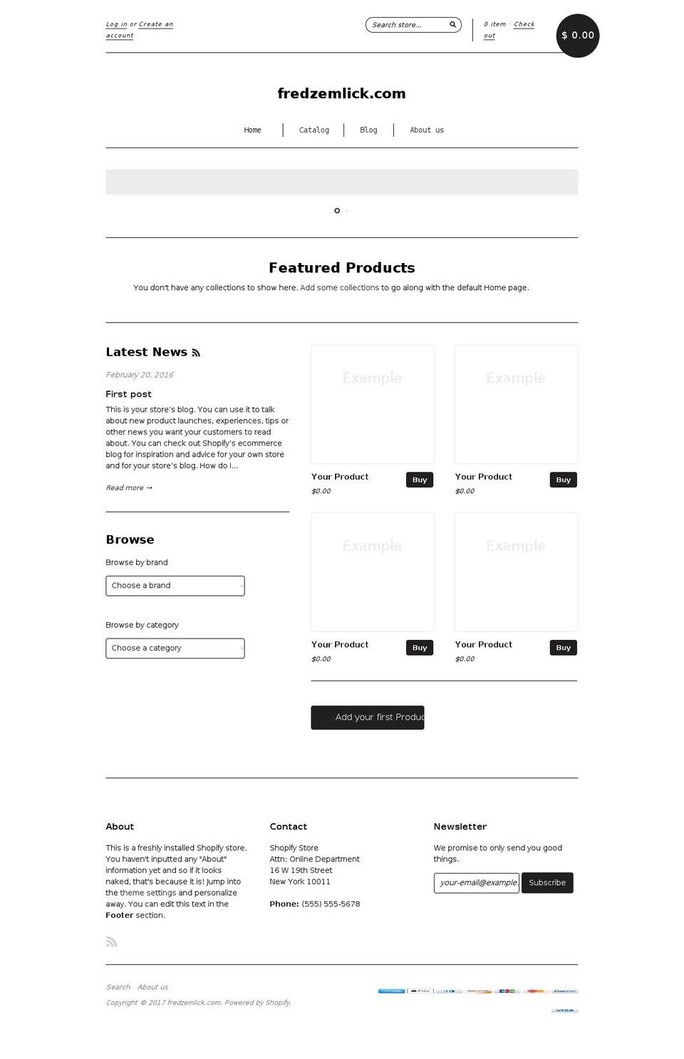 fredzemlick.com shopify website screenshot