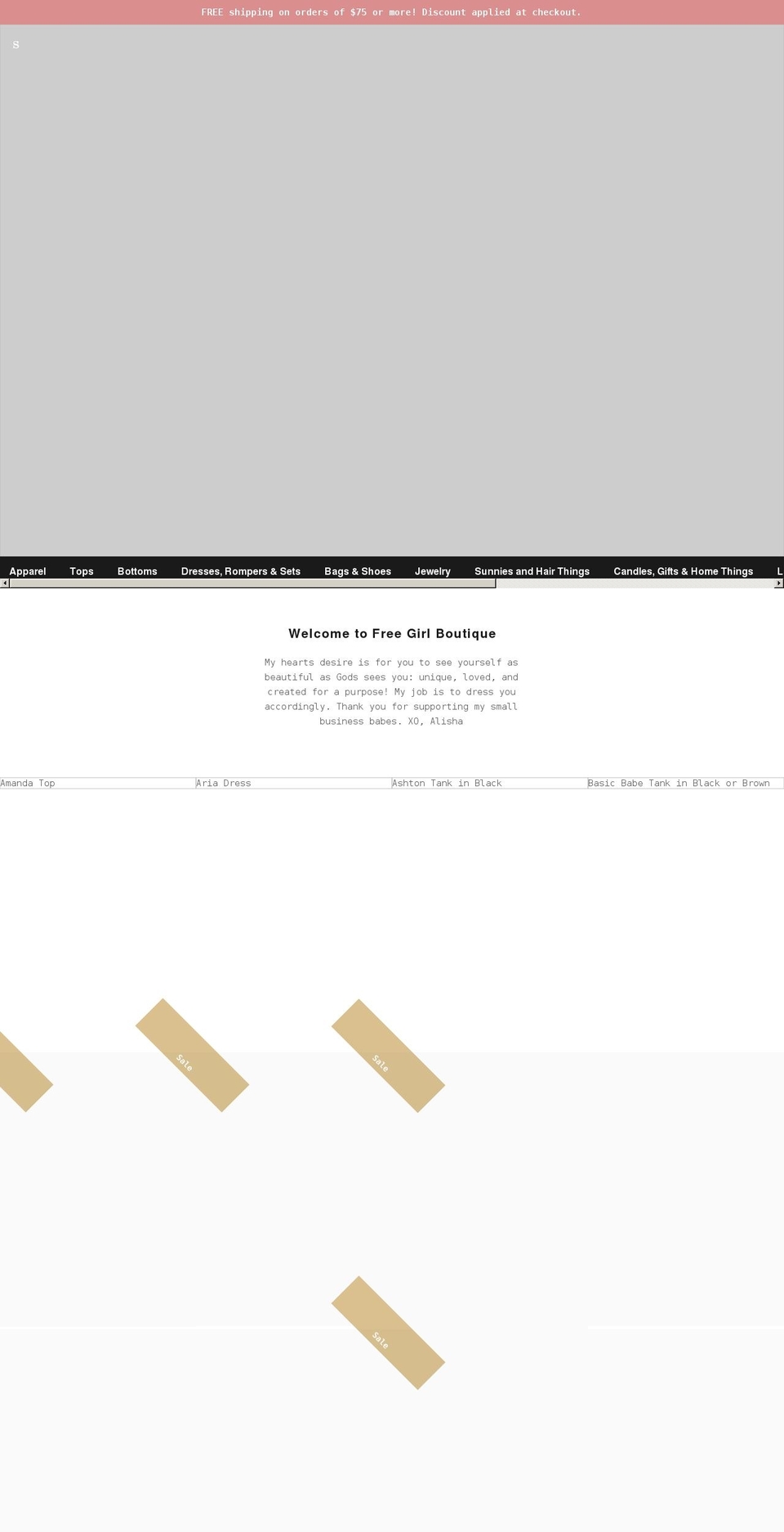 free-girl-boutique.myshopify.com shopify website screenshot