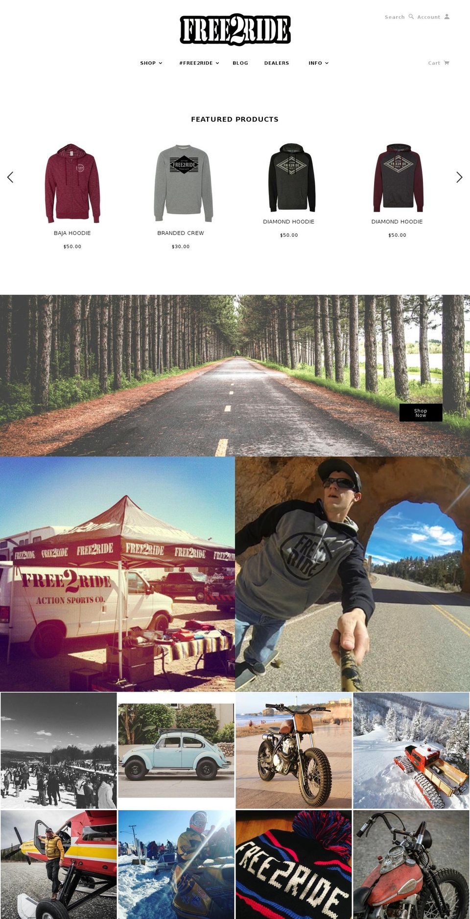 free2ride.org shopify website screenshot