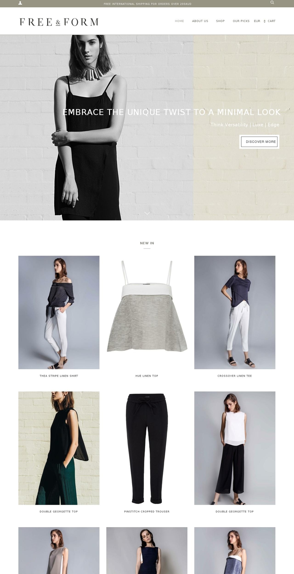 freeandform.com shopify website screenshot