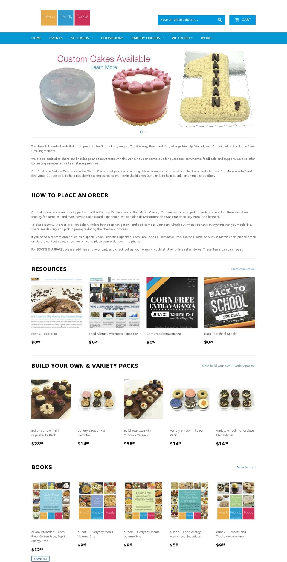 freeandfriendlyfoods.com — Shopify storefront screenshot