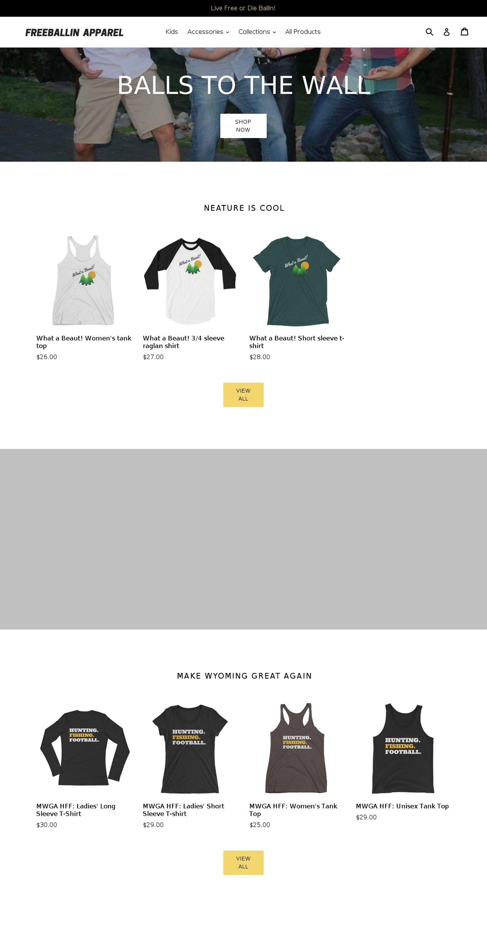 freeballinapparel.com — Shopify storefront screenshot