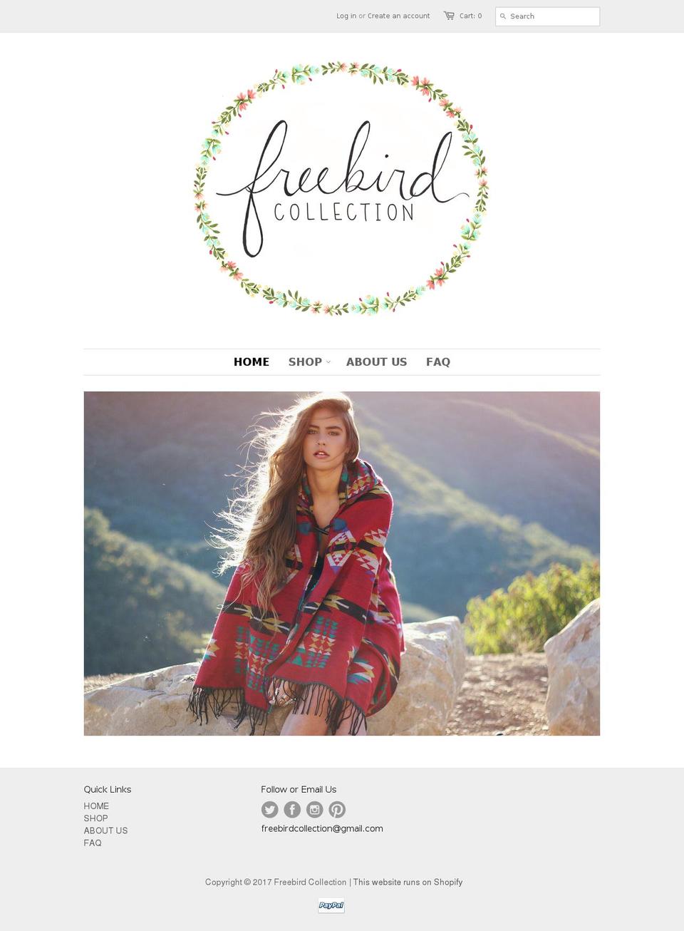 freebirdcollection.com shopify website screenshot