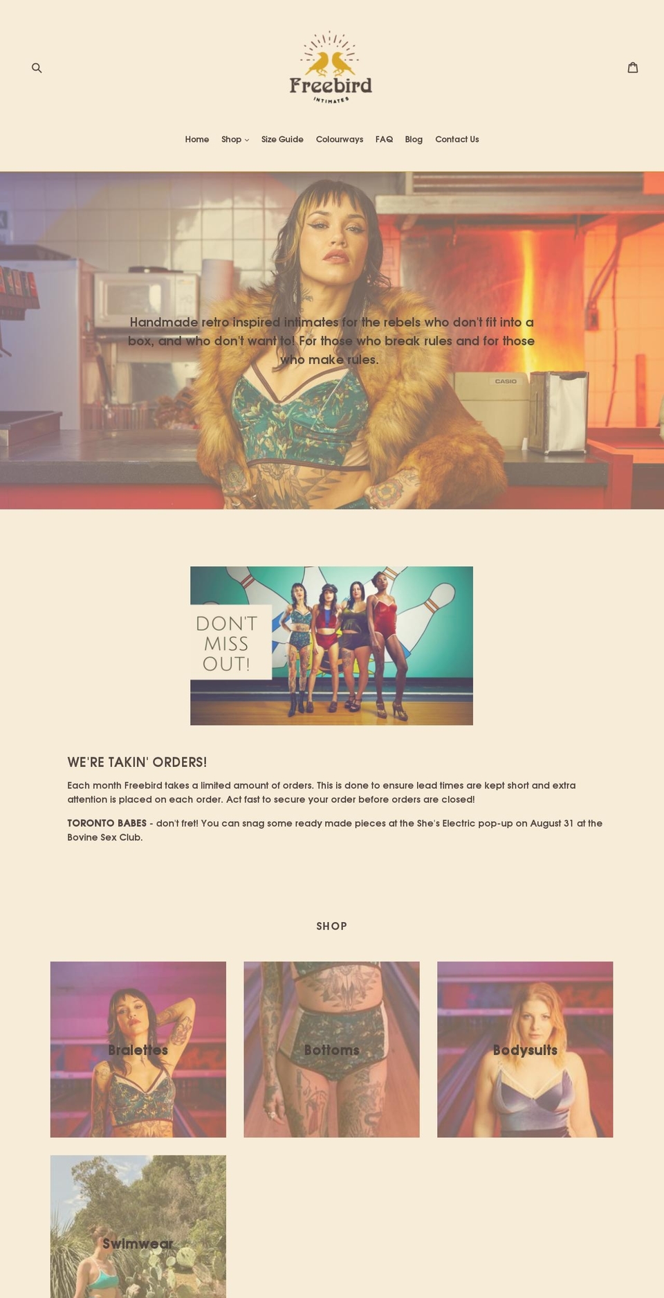 freebirdintimates.com shopify website screenshot