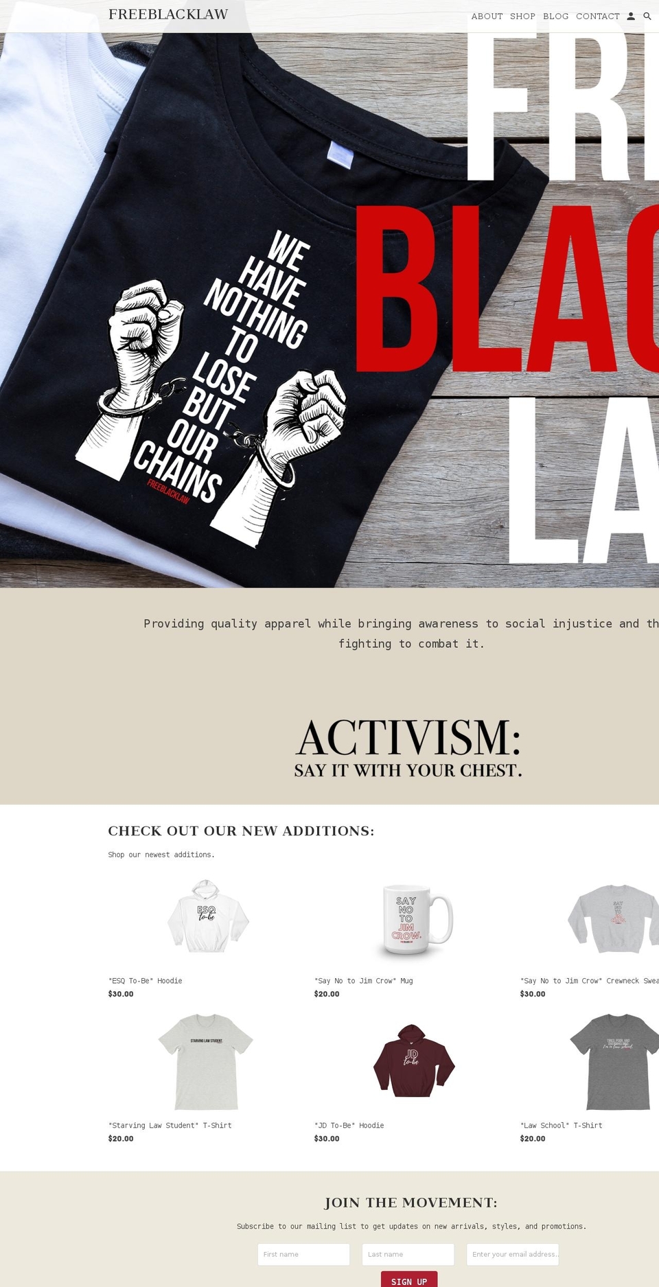 freeblacklaw.com — Shopify storefront screenshot
