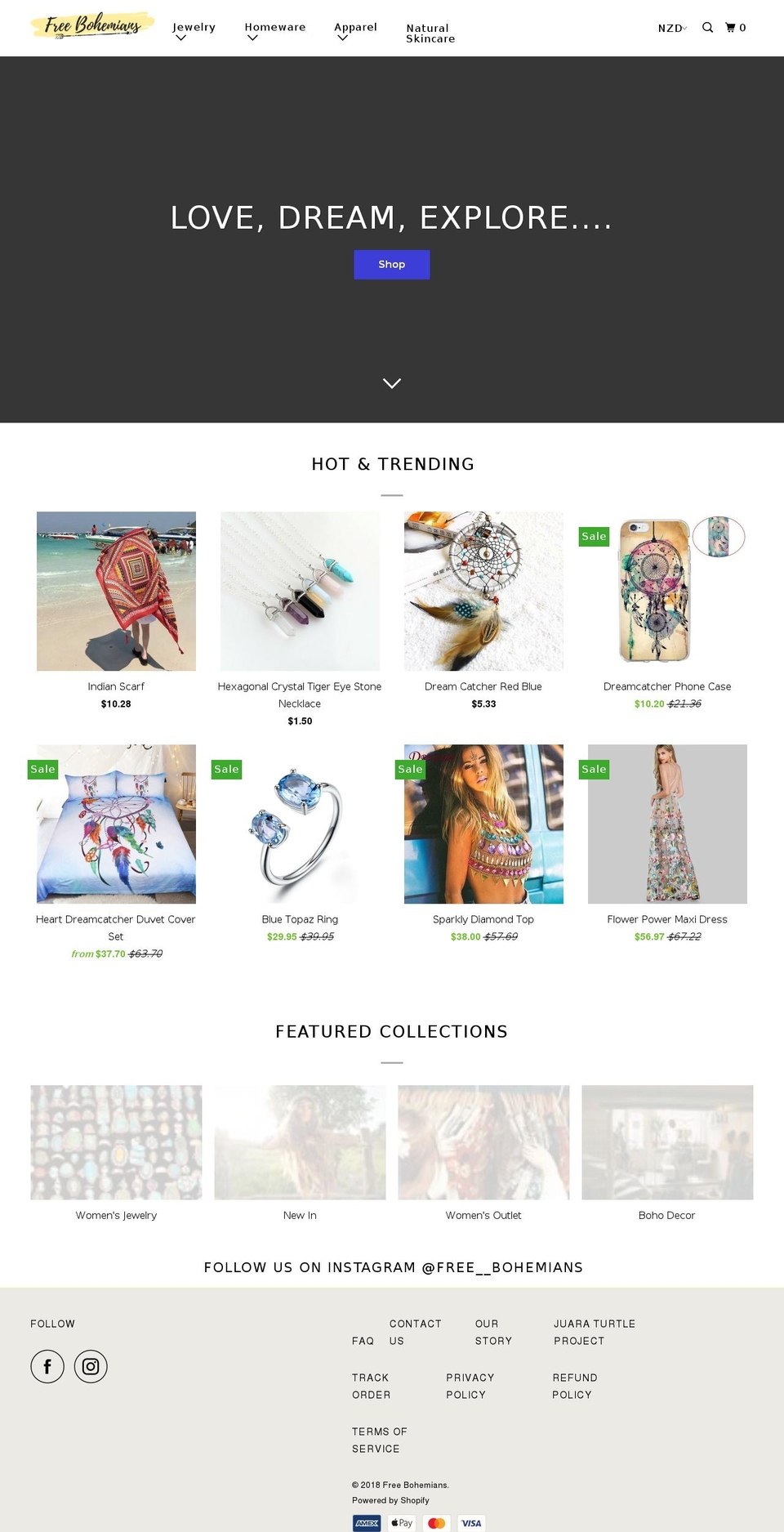 freebohemians.com — Shopify storefront screenshot