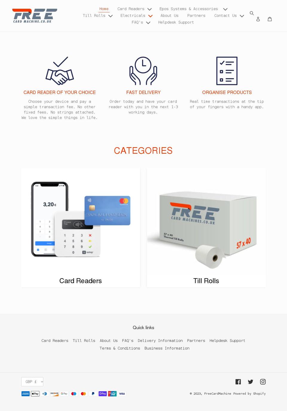 freecardmachine.co.uk shopify website screenshot