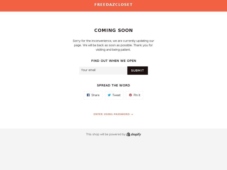 freedazcloset.com — Shopify storefront screenshot