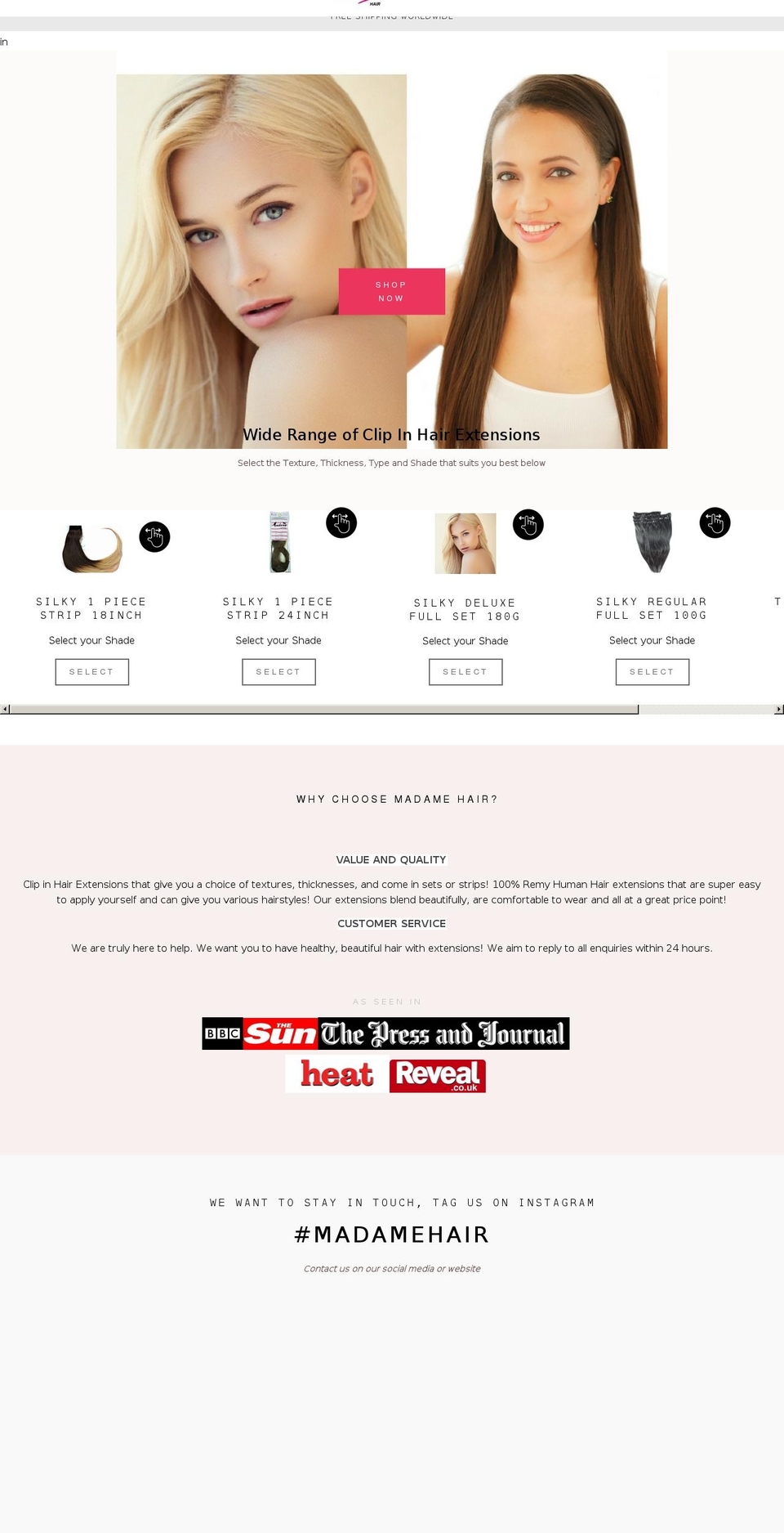 freedeliveryhairextensions.com shopify website screenshot