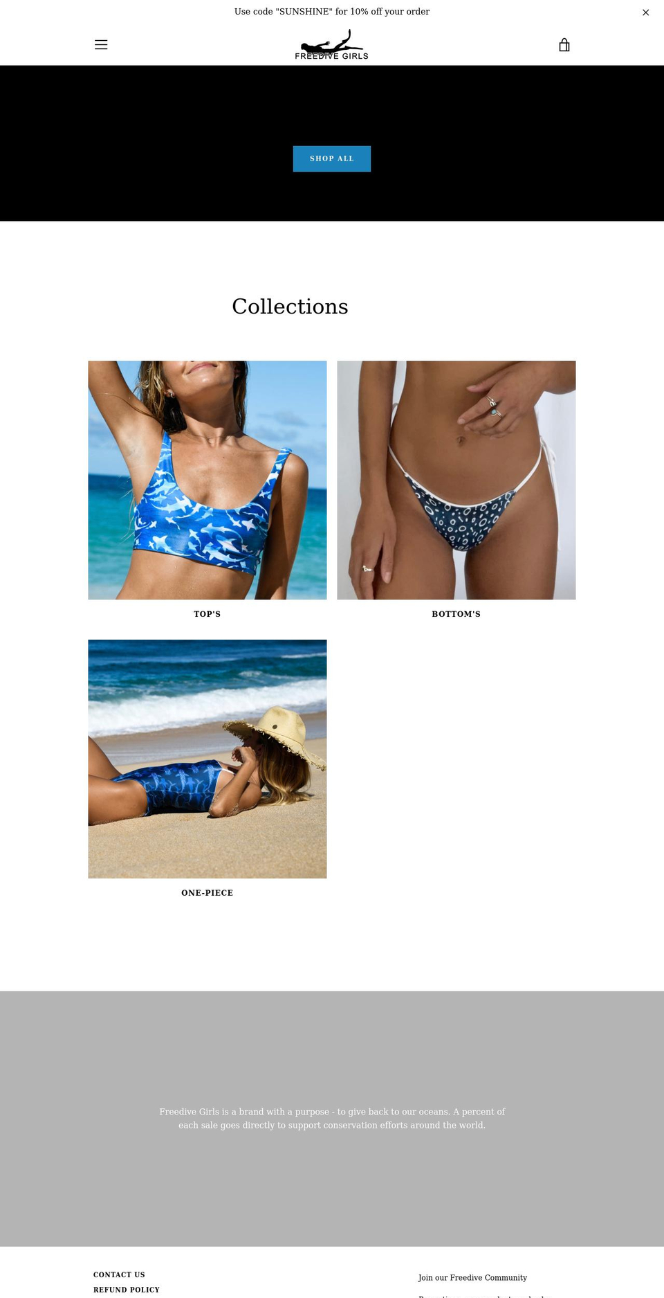 freedivegirls.com shopify website screenshot