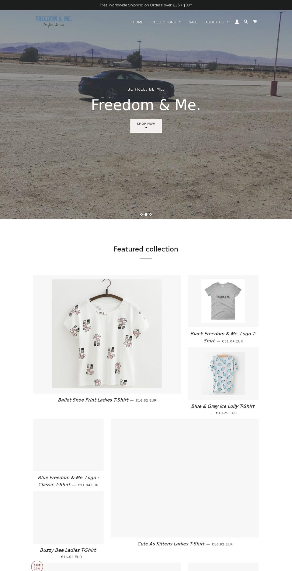 freedomandme.com — Shopify storefront screenshot