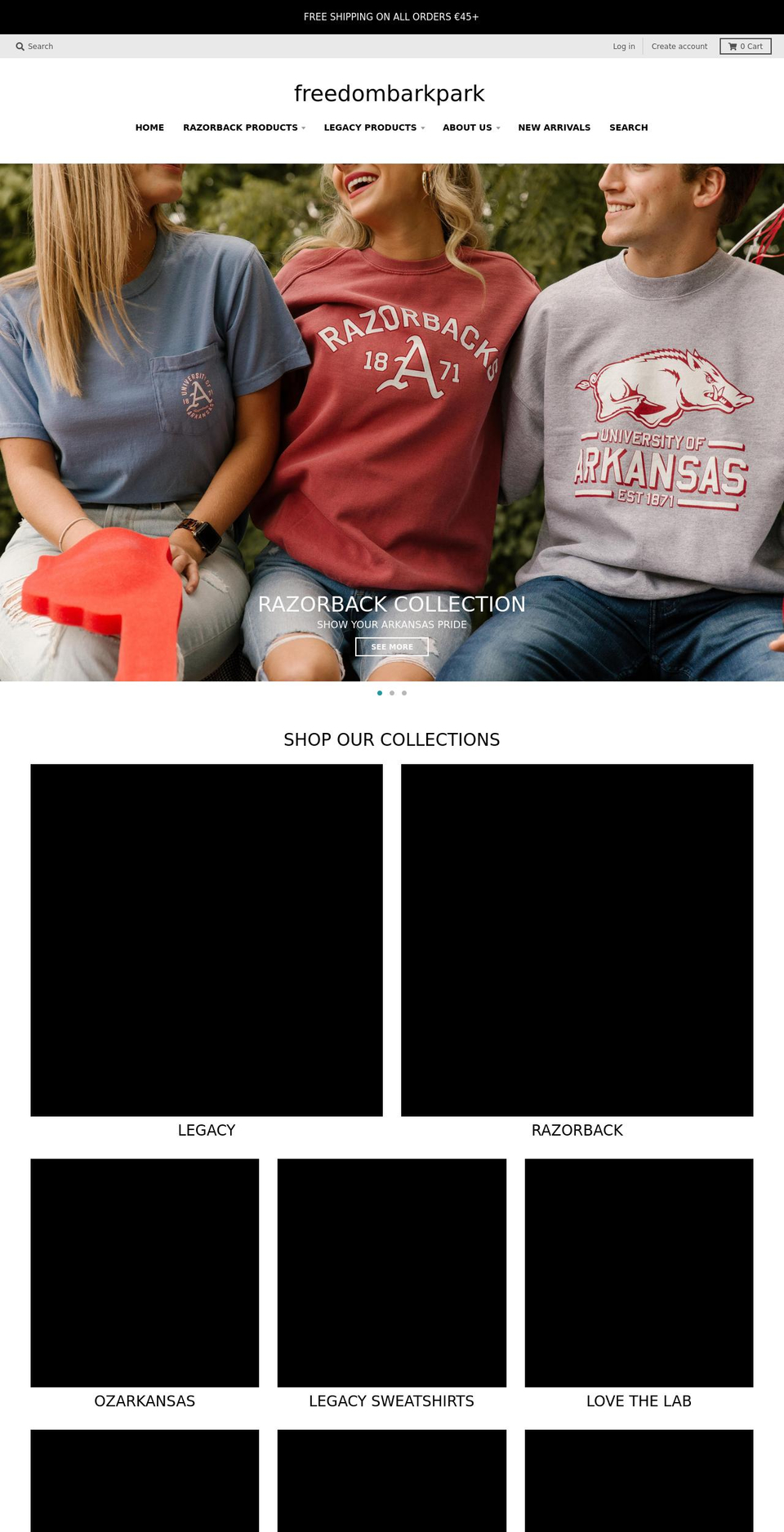 freedombarkpark.com shopify website screenshot