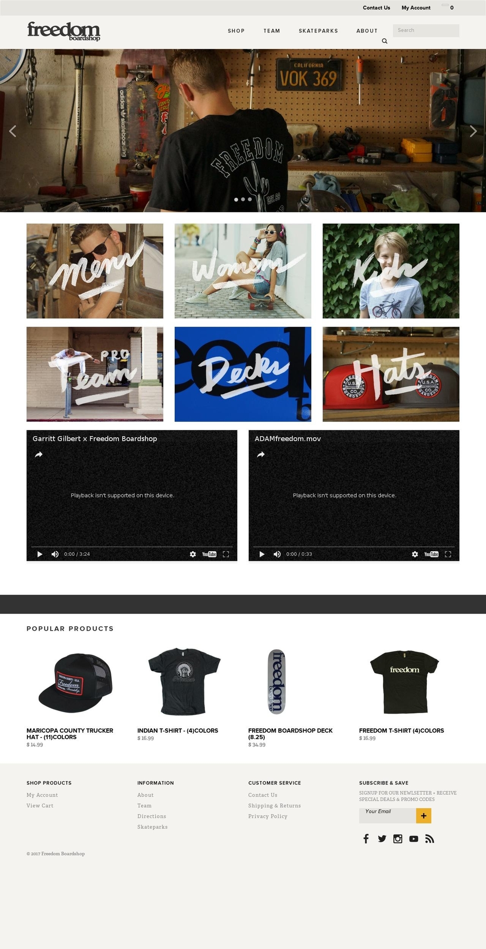 freedomboardshopaz.com shopify website screenshot