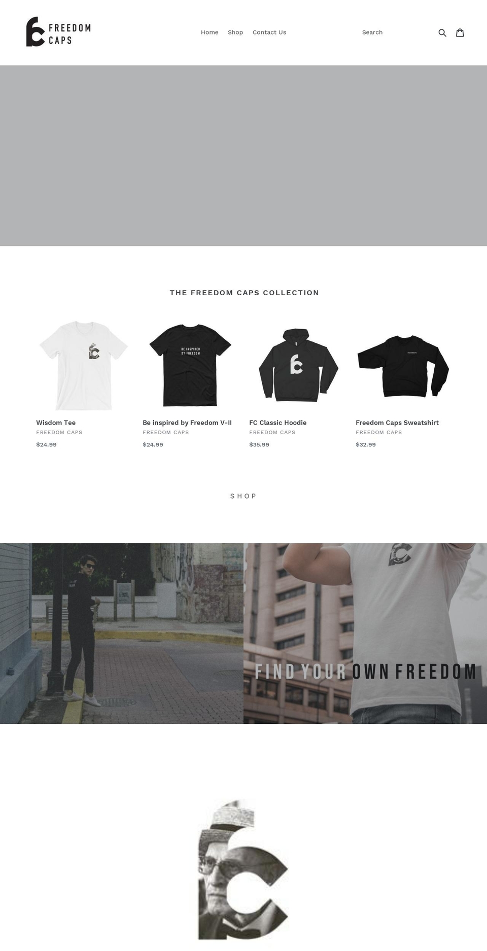 freedomcaps.com — Shopify storefront screenshot