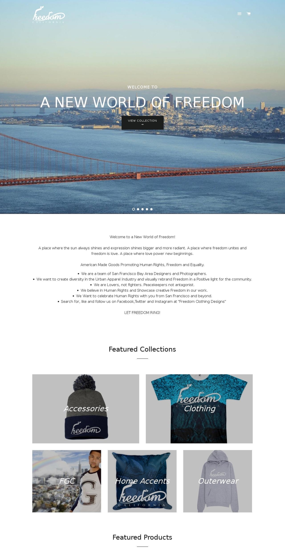 freedomclothingdesigns.com shopify website screenshot