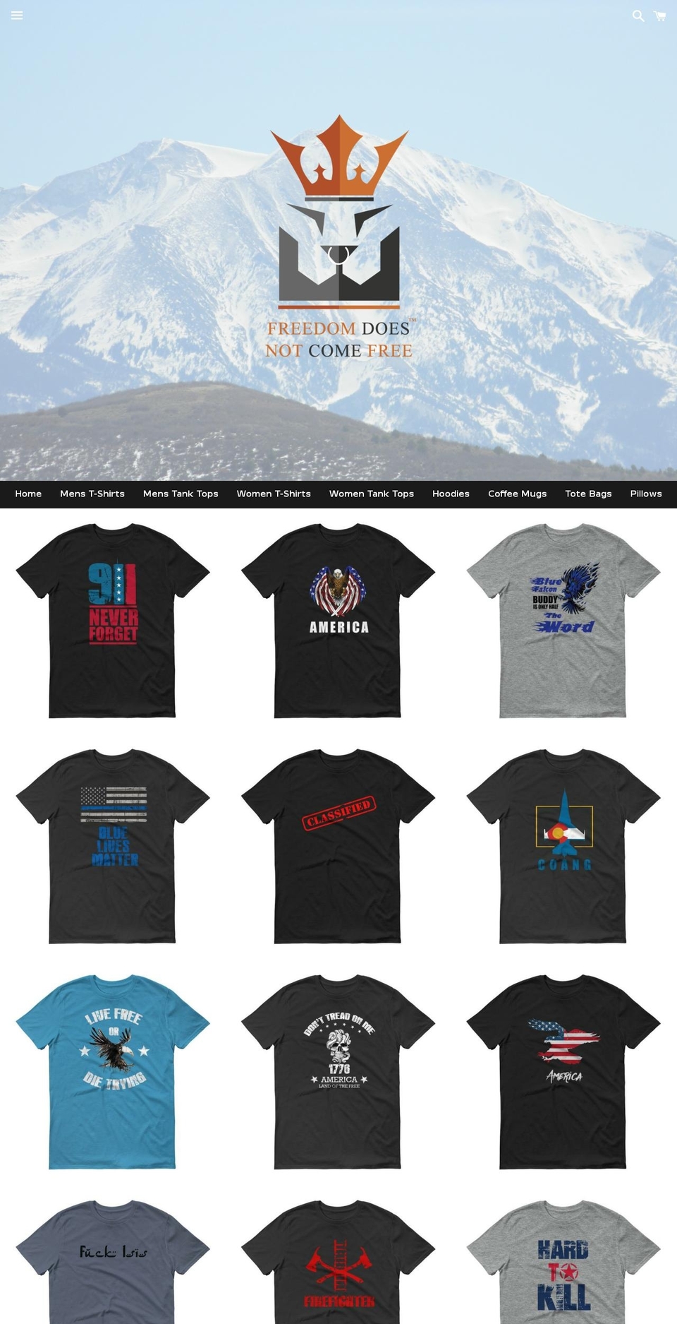freedomdoesnotcomefree.com — Shopify storefront screenshot