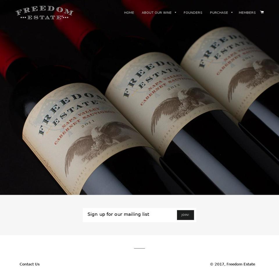 freedomestatewine.com shopify website screenshot