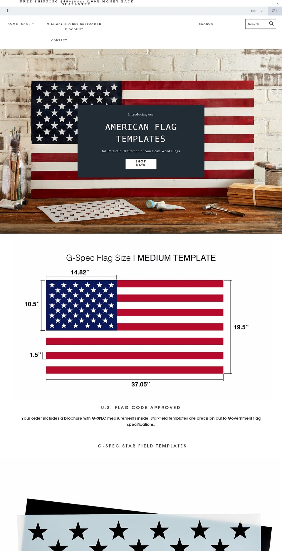 freedomflagtemplates.com shopify website screenshot