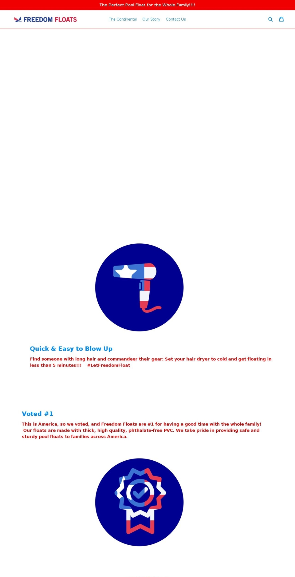 freedomfloats.com shopify website screenshot