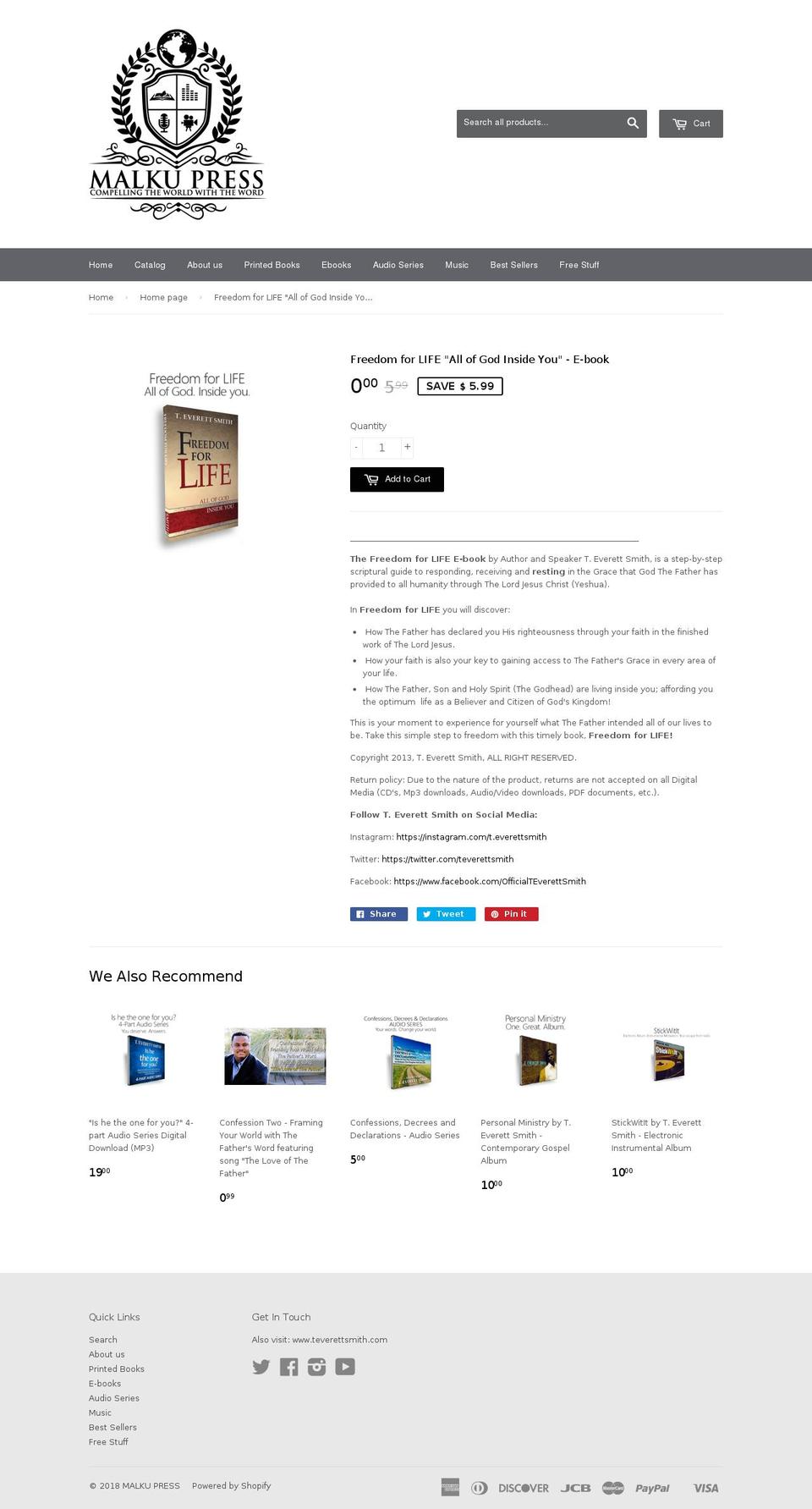 freedomforlifebook.com — Shopify storefront screenshot